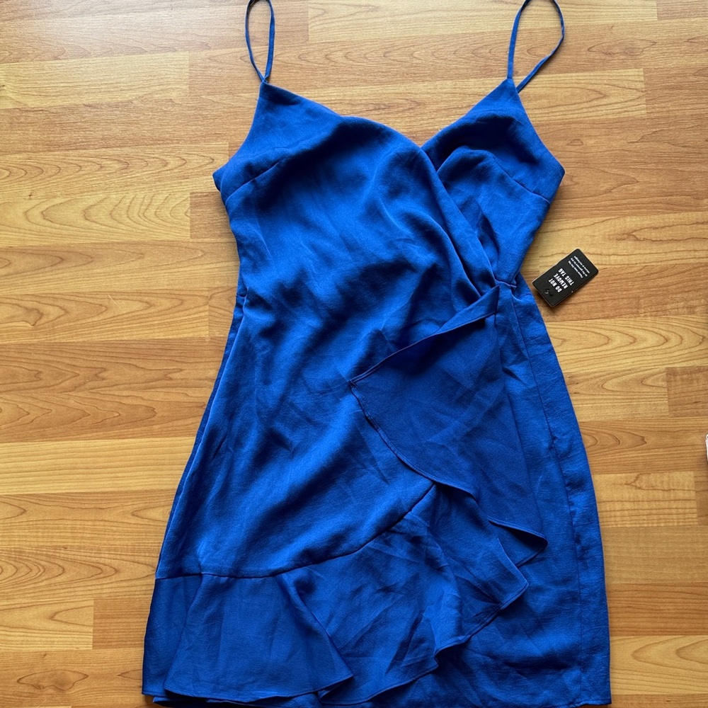 Women's Royal Blue Ruffled Slip Dress